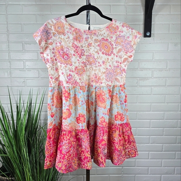 Garnett Hill Girl Floral Sparkle Cotton Sundress in Pink and Cream Size 10 - Picture 2 of 9